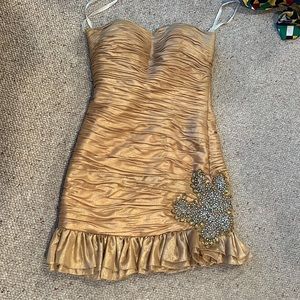 Terani Couture strapless gold mini 2